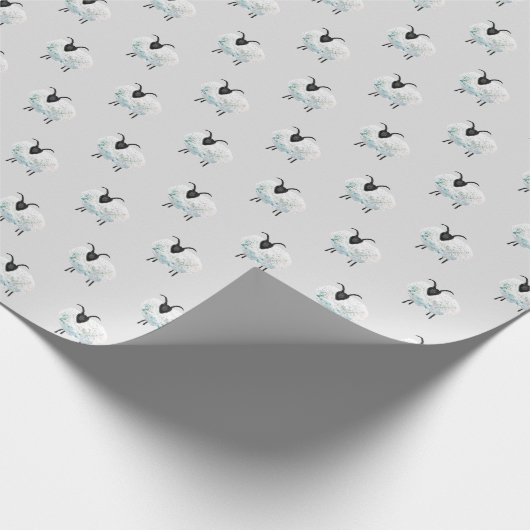 Sheep pattern farm rustic gray watercolor ラッピングペーパー (角)
