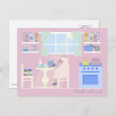 Sheep Reading in the Kitchen Postcards シーズンポストカード (正面/裏面)