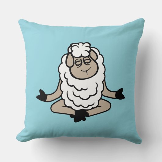 Sheep Relaxed Peaceful Yoga Lotus Meditation Calm  クッション (正面)