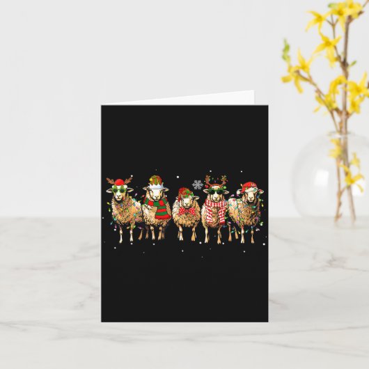 Sheep Santa Xmas Funny Sheep Lover Gift Christmas  カード (黄色い花)