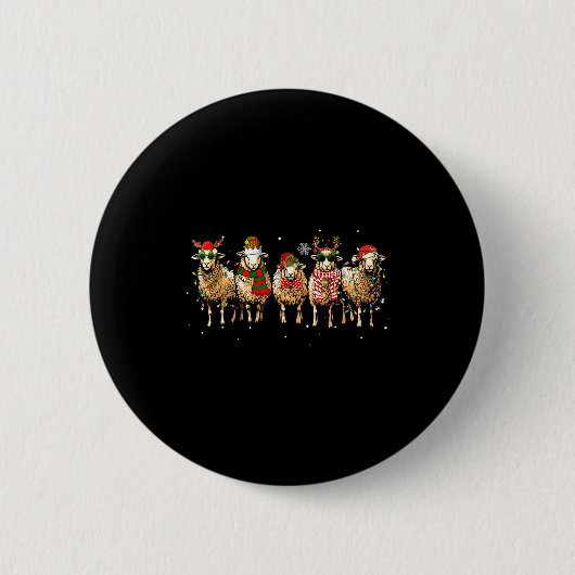 Sheep Santa Xmas Funny Sheep Lover Gift Christmas  缶バッジ (正面)