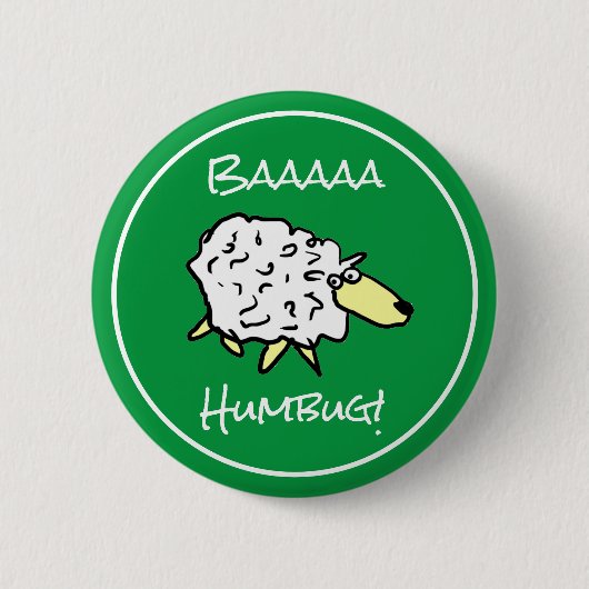 Sheep Says Baaaa Humbug – クリスマスボタン 缶バッジ (正面)