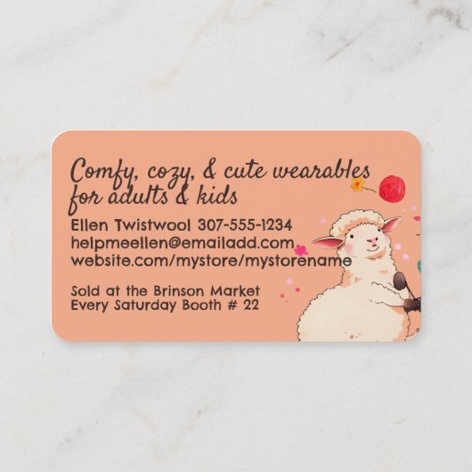 Sheep scooter crochet knitting knitter handspun 名刺 (裏面)