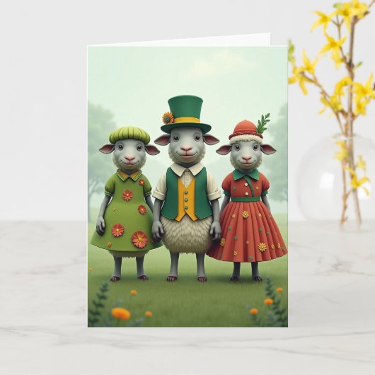 Sheep Springtime Friends Card カード (黄色い花)