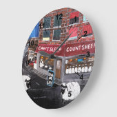 Sheep Town Painting by Alfred Fox ラージ壁時計 (傾斜)