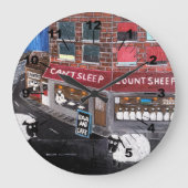 Sheep Town Painting by Alfred Fox ラージ壁時計 (正面)