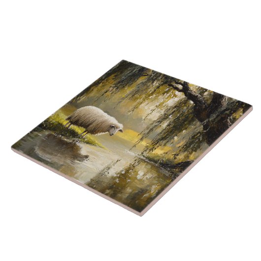 Sheep Under A Willow Tree Painting タイル (側面)