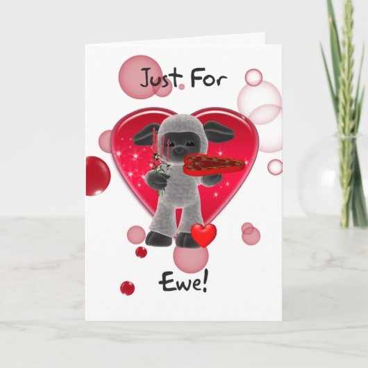Sheep Valentine's Day Card - Just For Ewe シーズンカード (正面)