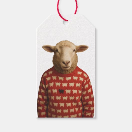 Sheep Wearing Black Sheep Sweater ギフトタグ (正面)