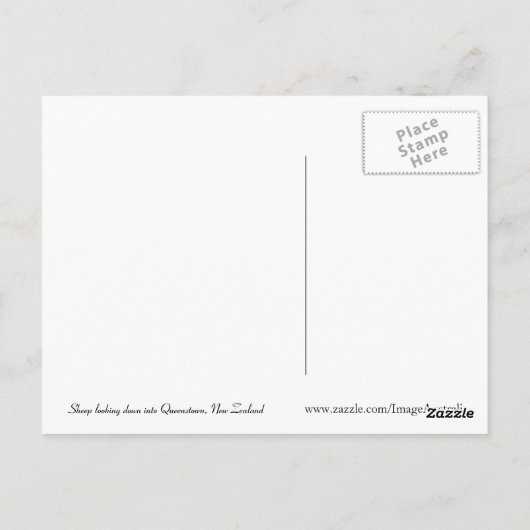 Sheep with a view, Queenstown NZ – はがき (裏面)