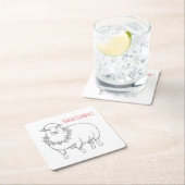 Sheep With Holly スクエアペーパーコースター (インサイチュ)