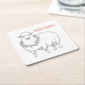 Sheep With Holly スクエアペーパーコースター (アングル)