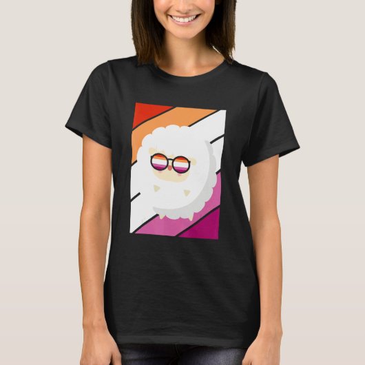 Sheep With Pride Lesbian Flag LGBTQ Proud Ally Pri Tシャツ (正面)