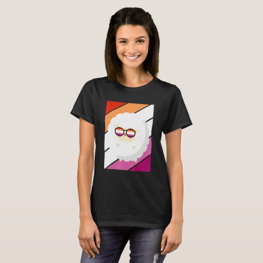 Sheep With Pride Lesbian Flag LGBTQ Proud Ally Pri Tシャツ (正面フル)