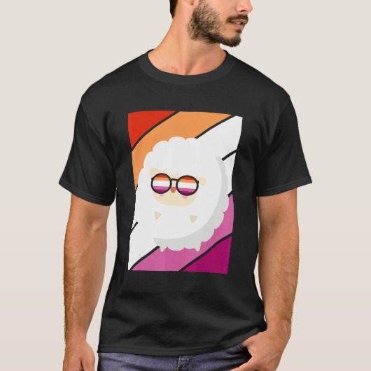 Sheep With Pride Lesbian Flag LGBTQ Proud Ally Pri Tシャツ (正面)