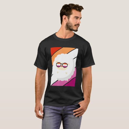 Sheep With Pride Lesbian Flag LGBTQ Proud Ally Pri Tシャツ (正面フル)
