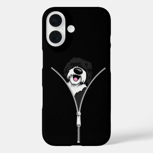 Sheepadoodle Dog Zipper Funny Puppy Dog Owner Case-Mate iPhoneケース (裏面)