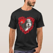 Sheepadoodle Heart Roses Valentine Day Dog Mom Tシャツ (正面)