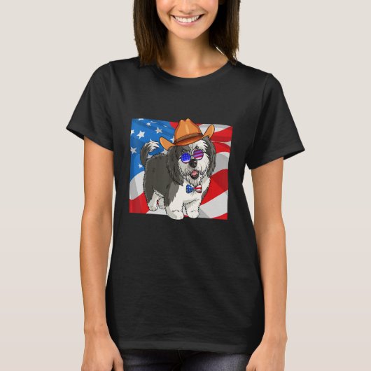 Sheepadoodle Patriotic Merica 4th Of July American Tシャツ (正面)