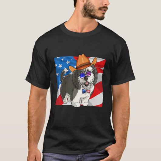 Sheepadoodle Patriotic Merica 4th Of July American Tシャツ (正面)