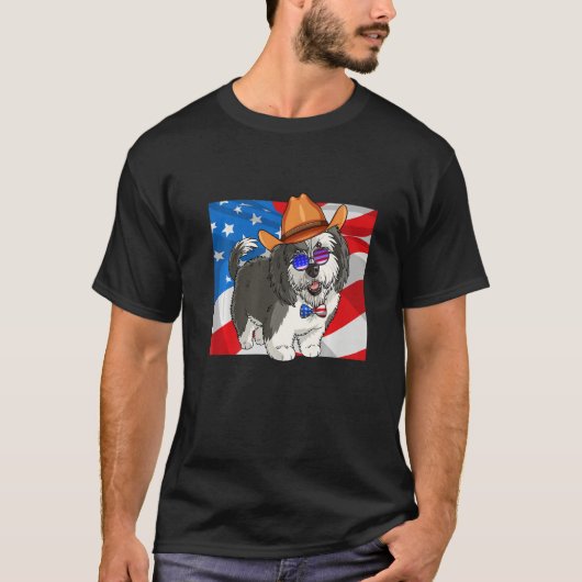 Sheepadoodle Patriotic Merica 4th Of July American Tシャツ (正面)