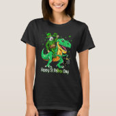 Sheepadoodle Riding Dinosaur Patricks Day Shamrock Tシャツ (正面)
