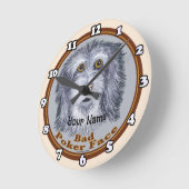 Sheepdog Poker Face ラウンド壁時計 (傾斜)