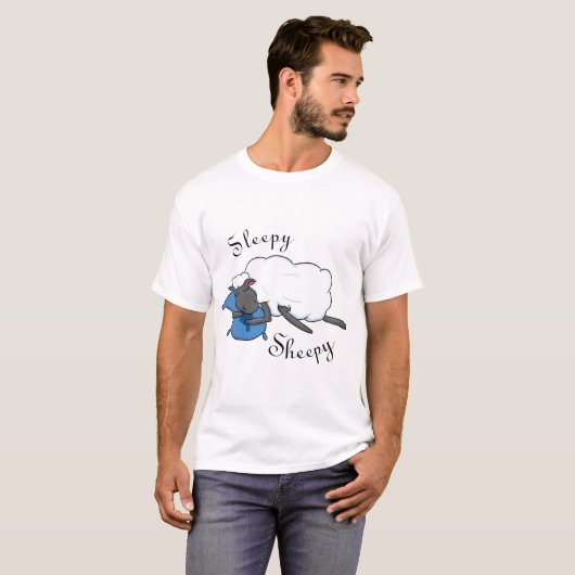 Sheepyの眠い男性ワイシャツ Tシャツ (正面フル)