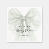 Sheer Sage Bow Script Neutral Baby スタンダードカクテルナプキン (正面)