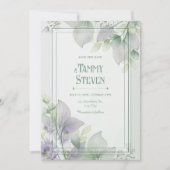 Sheer Skeleton Leaf Lavender Botanical Frame 招待状 (正面)