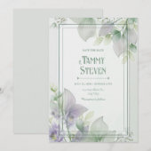 Sheer Skeleton Leaf Lavender Botanical Frame 招待状 (正面/裏面)