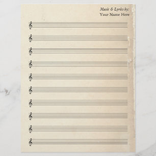 Sheet 空白の Music 10 Staveヴィンテージ古いブックページ