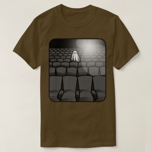 Sheet Ghost Haunted Movie Theater Sad Spooky Theat Tシャツ (デザイン正面)