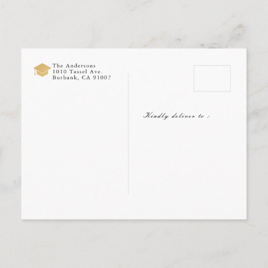 Sheet Music Burgundy写真の卒業発表 案内ポストカード (裏面)