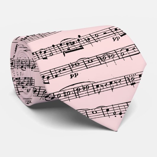 Sheet Music Design On Pink ネクタイ (ロール)