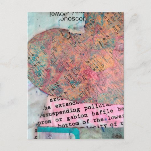 Sheet Music Heart Mixed Media Collage ポストカード (正面)