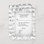 Sheet Music RSVPとメニューの選択 出欠カード (正面/裏面)