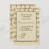 Sheet Music RSVPとメニューの選択 出欠カード (正面/裏面)