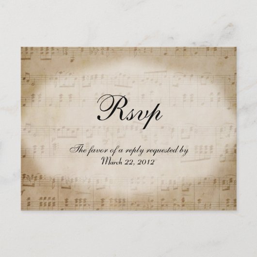 Sheet Music RSVPディナー選択ポストカード インビテーションポストカード (正面)