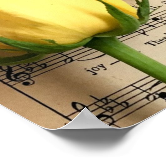 Sheet Music Yellow Rose ポスター (角)