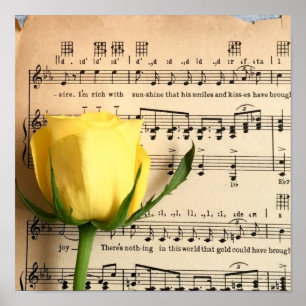 Sheet Music Yellow Rose ポスター