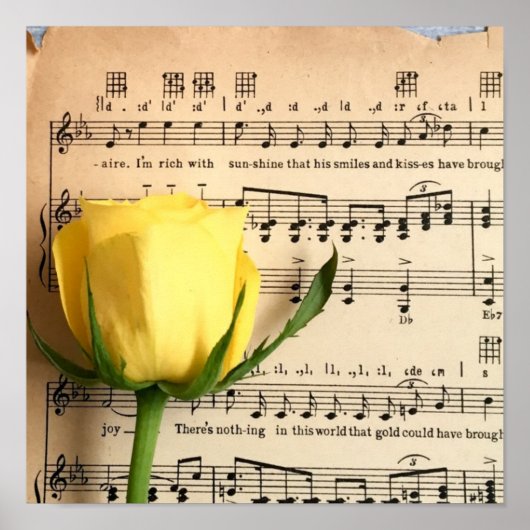 Sheet Music Yellow Rose ポスター (正面)