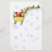 Sheetpaperのヴィンテージのサンタの飛んでいるなトナカイのそり! 便箋 (正面/裏面)