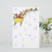 Sheetpaperのヴィンテージのサンタの飛んでいるなトナカイのそり! 便箋 (スタンド正面)