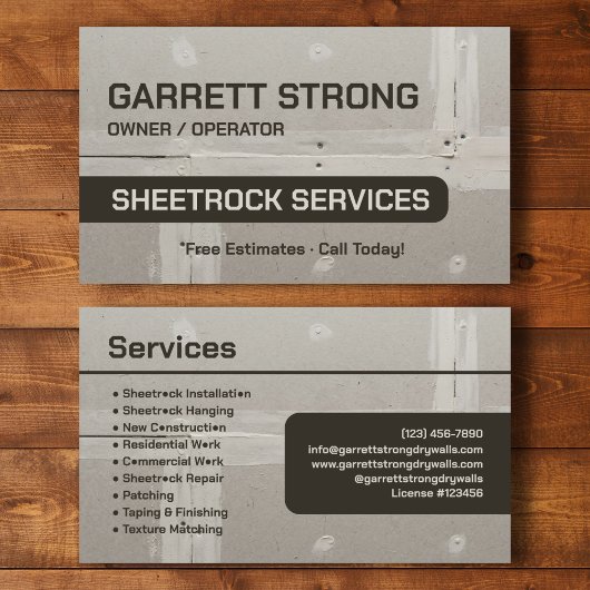Sheetrock Services カスタム請負業者ブランディング 名刺