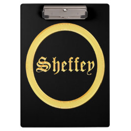 Sheffey フォント - 黒と金のモノグラム クリップボード