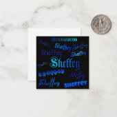 Sheffey Fonts - 黒地に青のグラデーション ノートカード (正面/裏面インサイチュ)