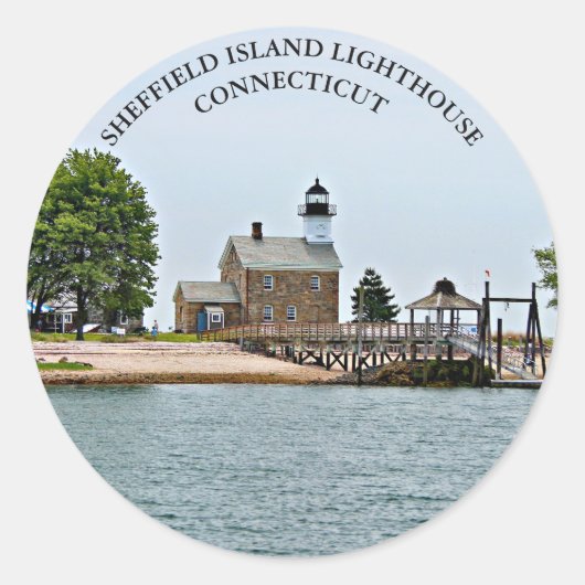 Sheffield Island Light house, Connecticut Stickers ラウンドシール (正面)