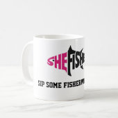 Shefishes2白いコーヒー・マグ コーヒーマグカップ (正面左)