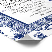 Shehecheyanu Hebrew English Moroccan Blue Art ポスター (角)